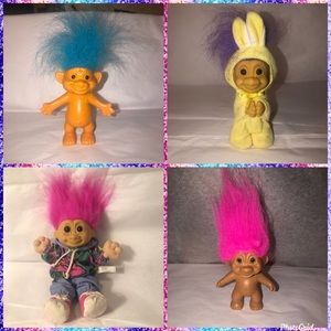 4 Vintage Troll Dolls